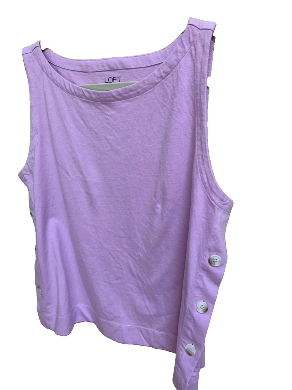 LOFT Lavender Side-Buttons Sleeveless Pullover Casual Top Women's Size L